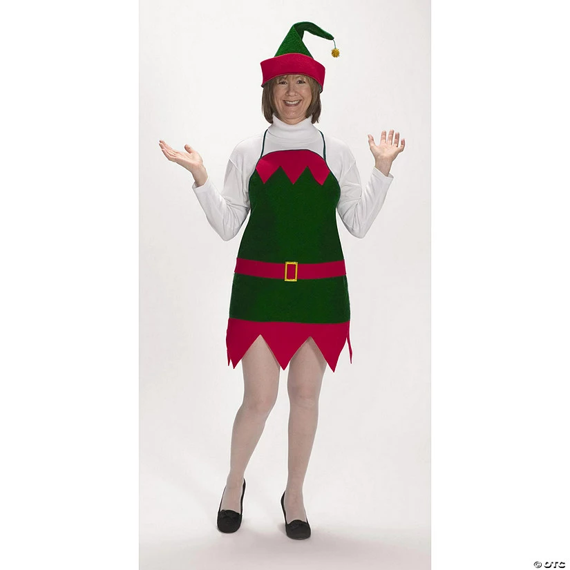 Adult's Elf Christmas Apron & Hat Set 3 Adult's Elf Christmas Apron & Hat Set