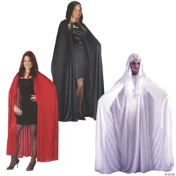 Black Cape Hooded Halloween Costume For Adults