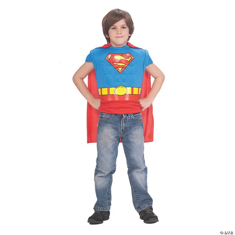 Boy's Superman Muscle Shirt Cape Costume 3 Boy's Superman Muscle Shirt Cape Costume