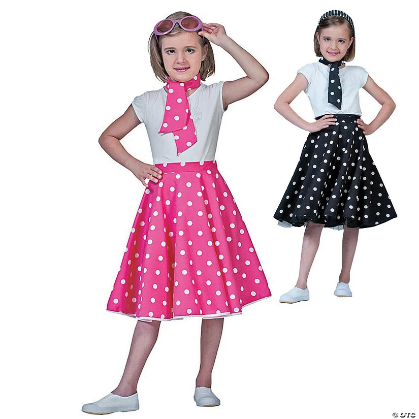 Girl’s Pink & White Sock Hop Skirt Costume 3 Girl’s Pink & White Sock Hop Skirt Costume