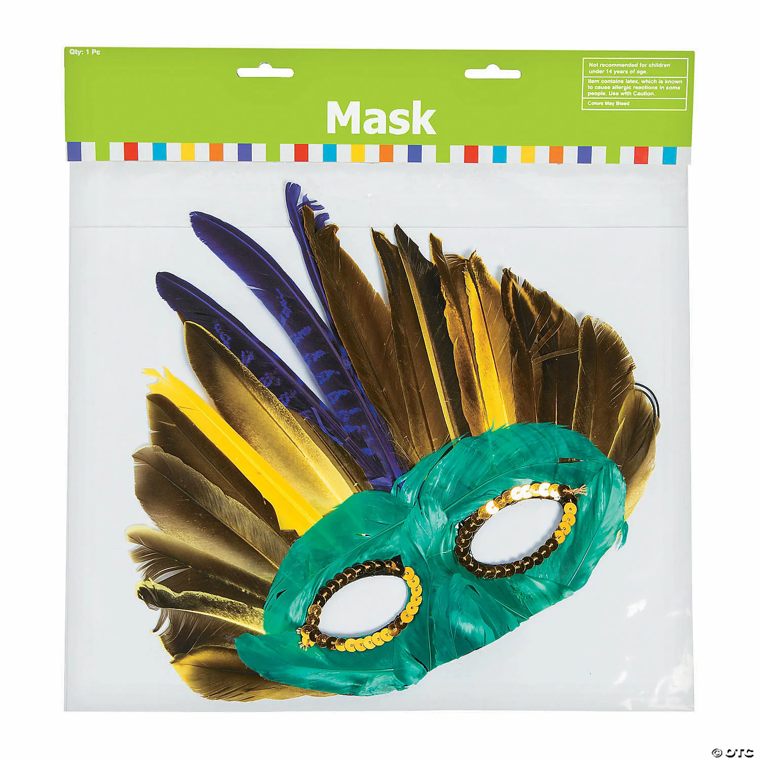 Mardi Gras Feather Mask Assortment- 12 Pc. 5 Mardi Gras Feather Mask Assortment- 12 Pc. - Afbeelding 3