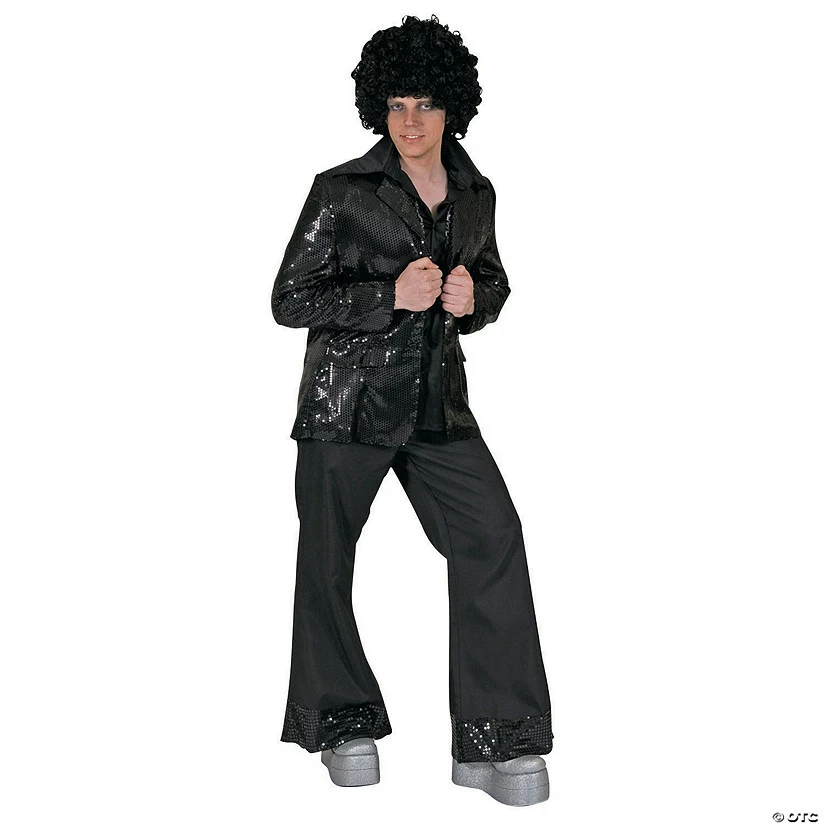 Men’s Black Disco Jacket Costume - Large 3 Men’s Black Disco Jacket Costume - Large