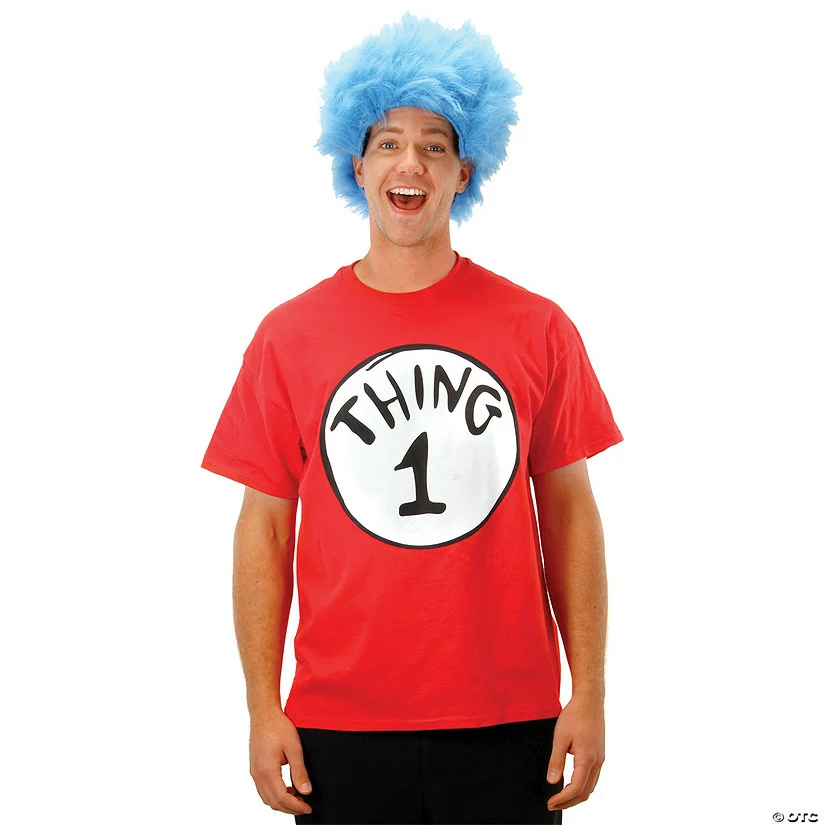 Men's Cat In The Hat Thing 1 Costume Kit 3 Men's Cat In The Hat Thing 1 Costume Kit