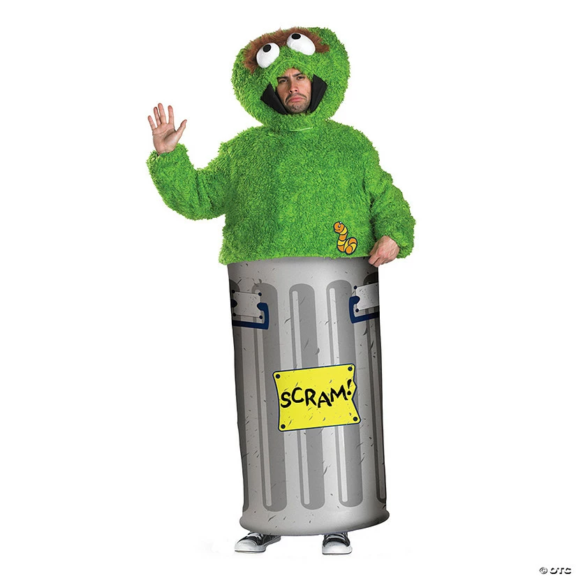 Men's Oscar The Grouch Costume 3 Men's Oscar The Grouch Costume