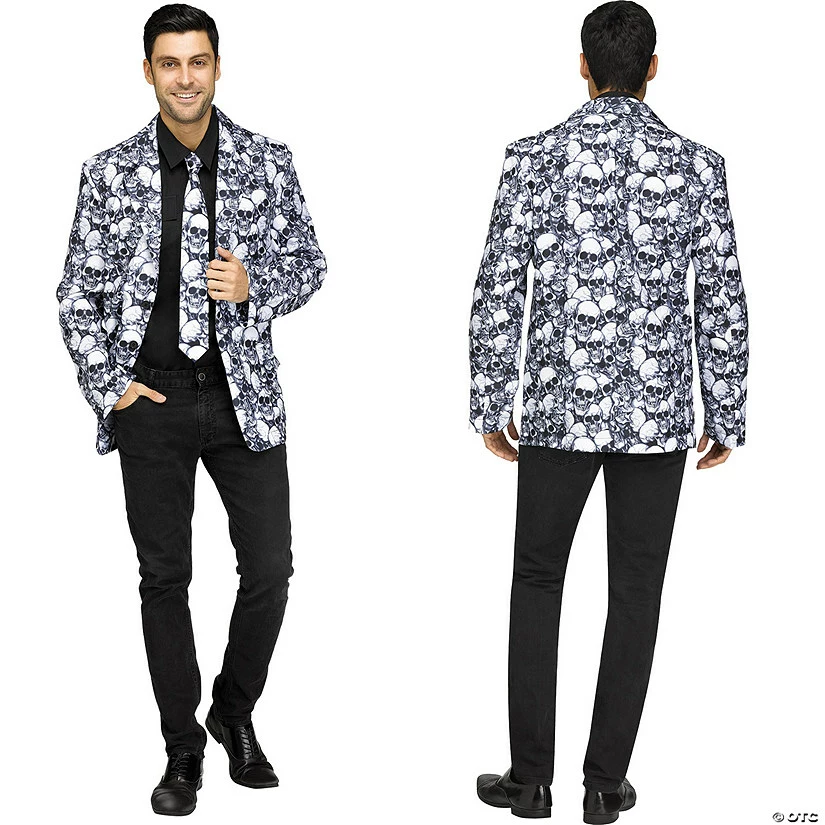 Men's Plus Size Skull Jacket & Tie 3 Men's Plus Size Skull Jacket & Tie