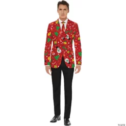 Men's Red Icon Christmas Jacket & Tie
