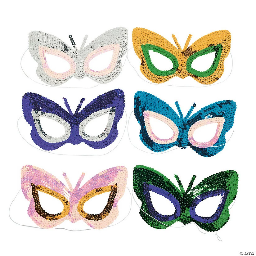 Sequin Butterfly Masks- 12 Pc. 3 Sequin Butterfly Masks- 12 Pc.
